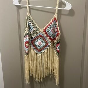 Crochet Fringe Crop Top